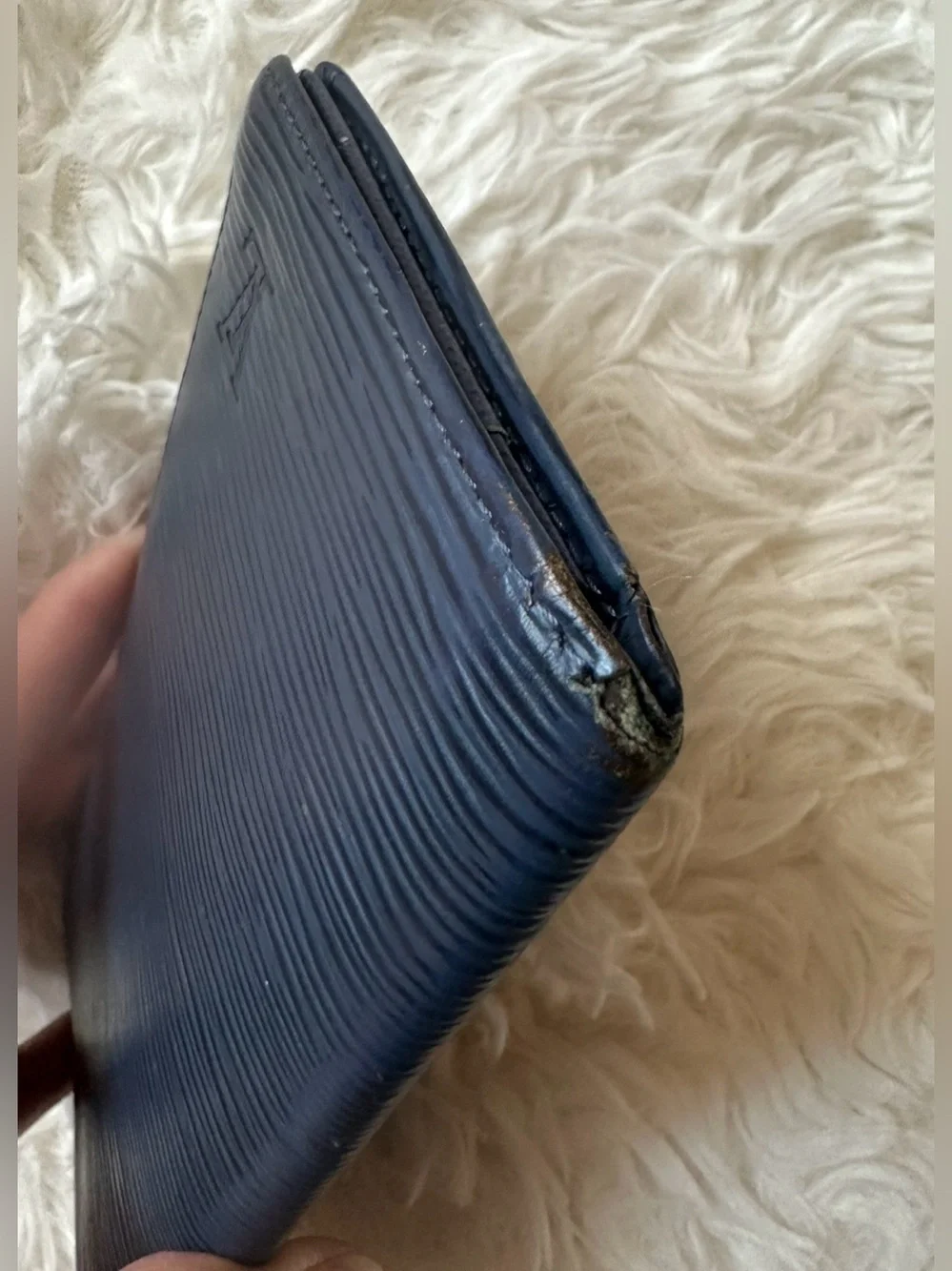 Louis Vuitton Blue Epi Leather Long Wallet with Embossed LV